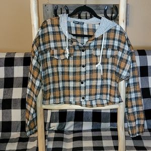 Shein BRAND NEW hooded flannel shirt size large